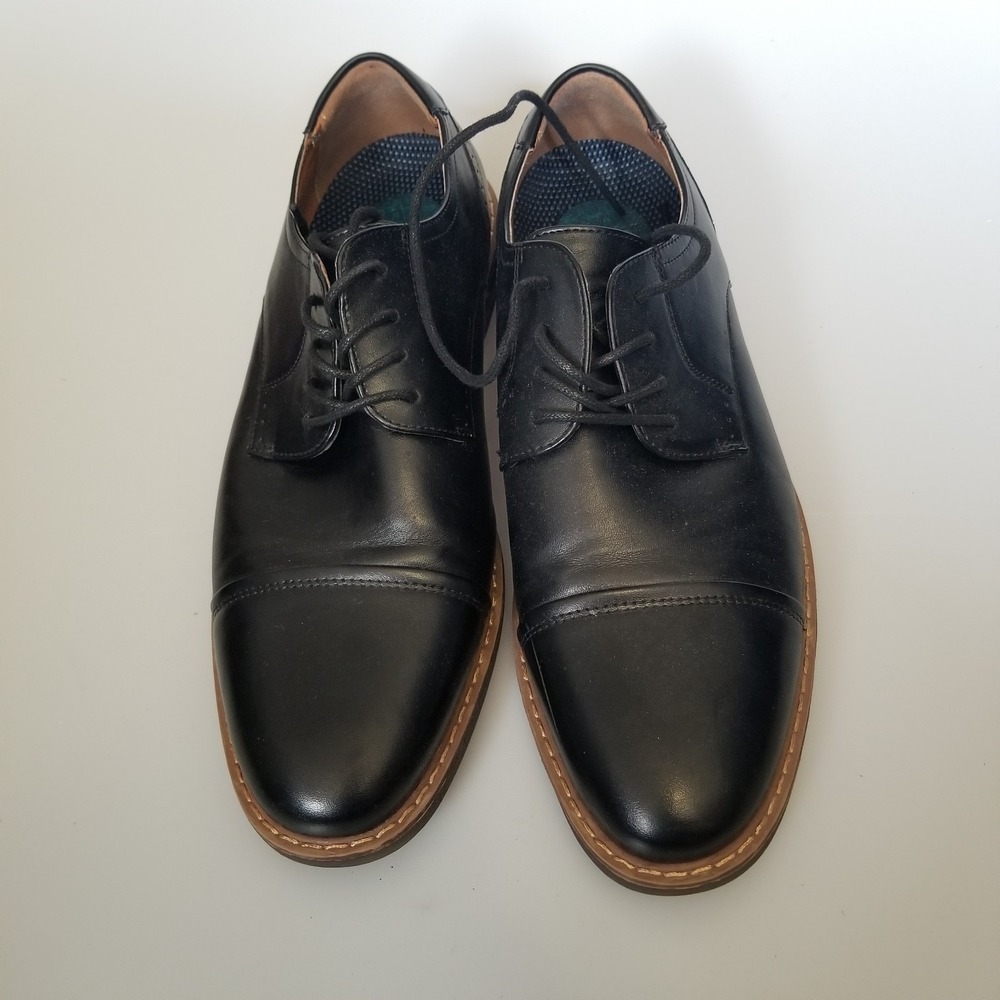 Nunn Bush‎ Shoes Mens Size 9 Medium Black Oxford Cap Toe Comfort Gel Dress Lace